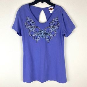 Harley-Davidson Purple Bling Cotton Top Keyhole Back Size Large